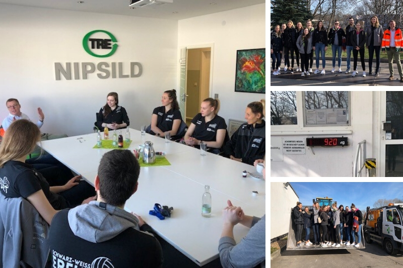 Bundesliga Volly-Team Schwarz Weiss besucht unser Altpapier Logistikzentrum in Erfurt Thüringen Recycling Erfurt Containerdienst